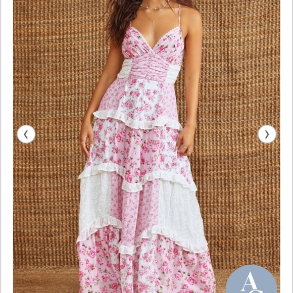 Altar'd State Pink Floral Ruffled Maxi Dress - Picture 4 of 4